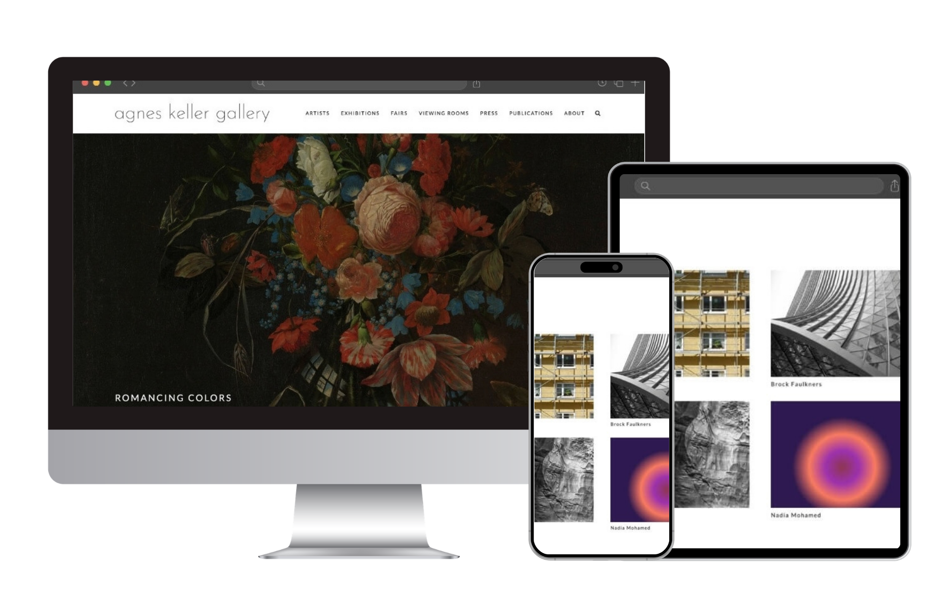 showroom on a desktop, laptop, and iphone.
