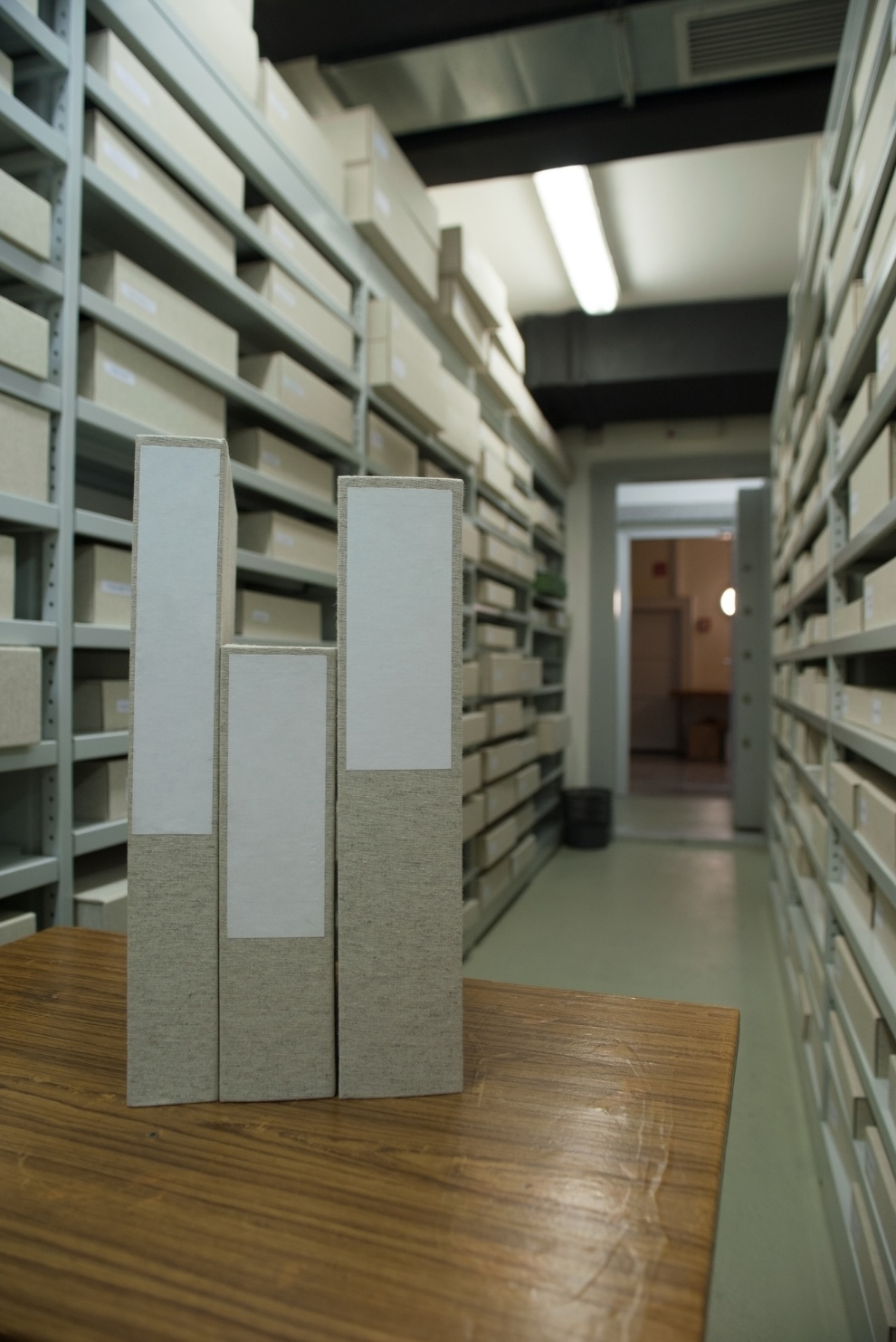 archive storage space in the back office of a museum.