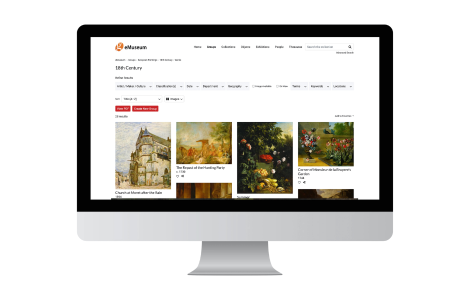 a mockup of an emuseum website on a desktop
