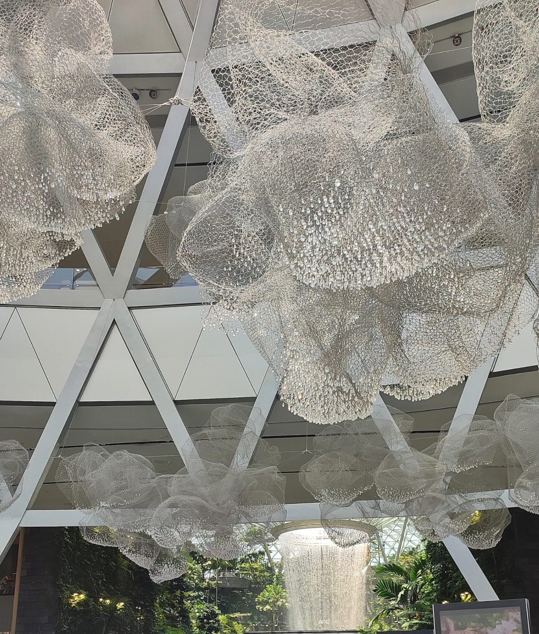 museum installation of floating art