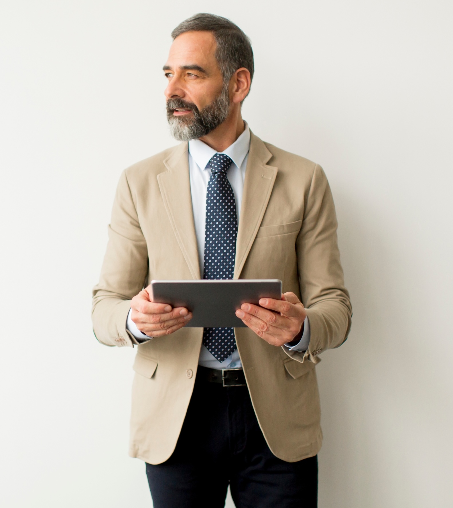 registrar checking data on his ipad.