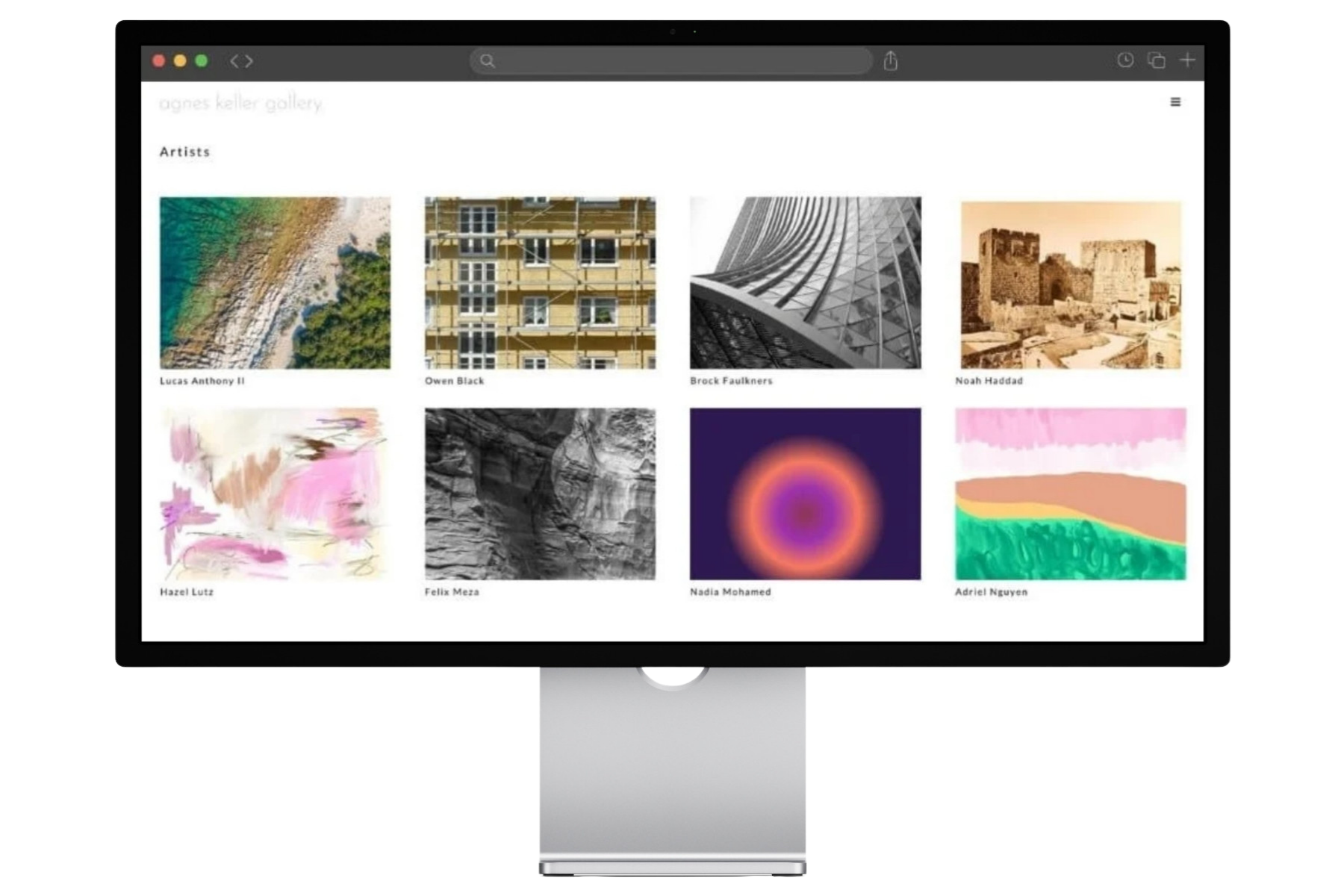 showroom view of the artist page.