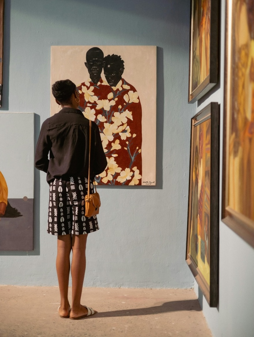 visitor at an art gallery
