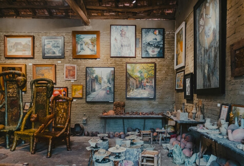 Cluttered artist studio