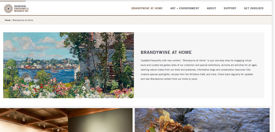 The Museum's Brandywine at Home initiative is the visitors' gateway to attending virtual tours and gallery talks let by its curators.