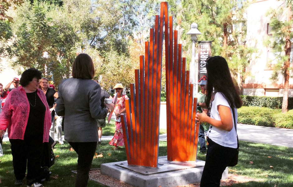 Student tour discussing Roslyn Mazzilli, OBID (Oh Boy I’m Dancing), Chapman University campus, Orange, CA.