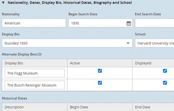 Alternate Naming Feature | Corporate Art Collections | Gallery Systems