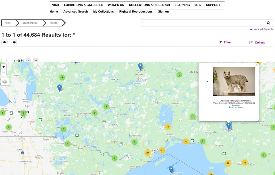 ROM_map Example of eMuseum's Map our Collection feature